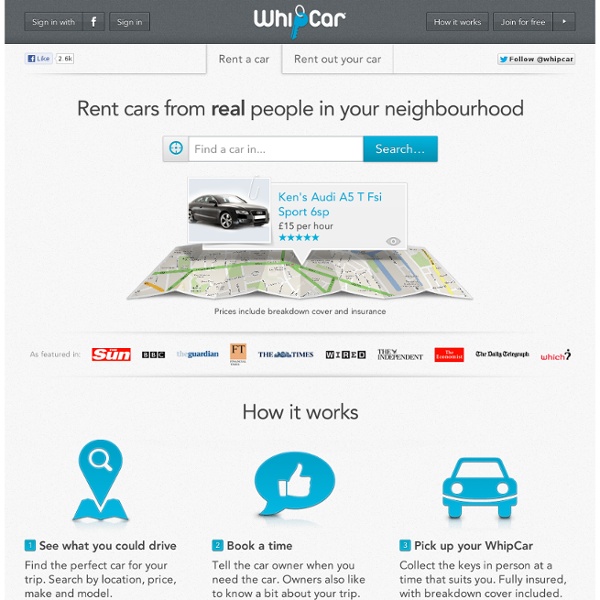 WhipCar.com - the Neighbour to Neighbour Car Club and Car Rental Service.