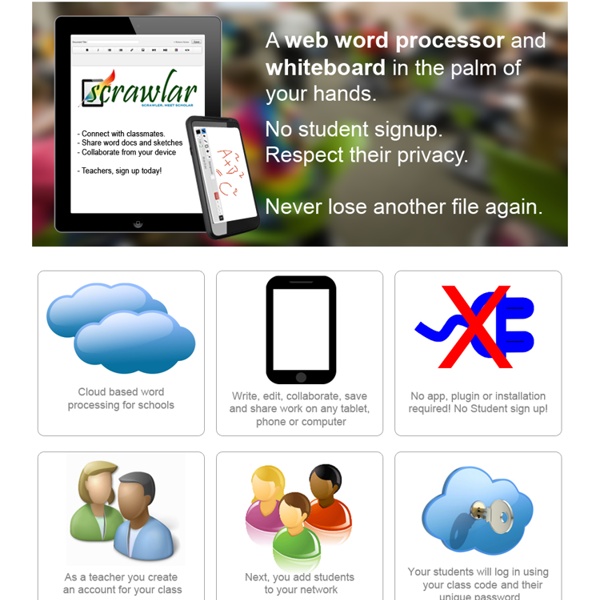 A web word processor and web whiteboard for schools. Create, collaborate and share without email!