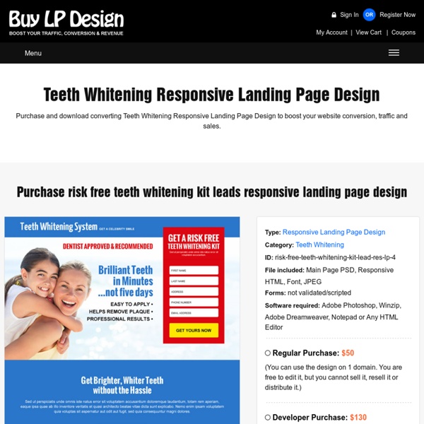 Risk free teeth whitening kit leads responsive landing page design