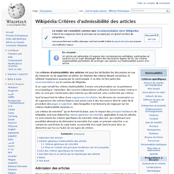 Wikipédia:Critères d'admissibilité des articles