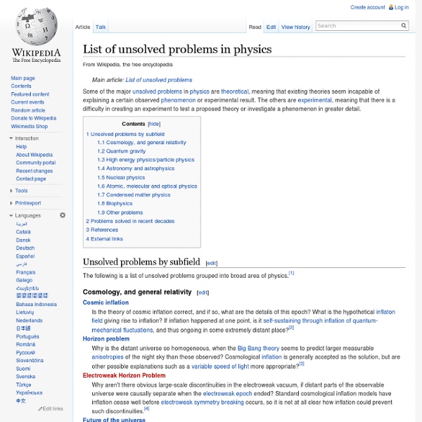 List of unsolved problems in physics