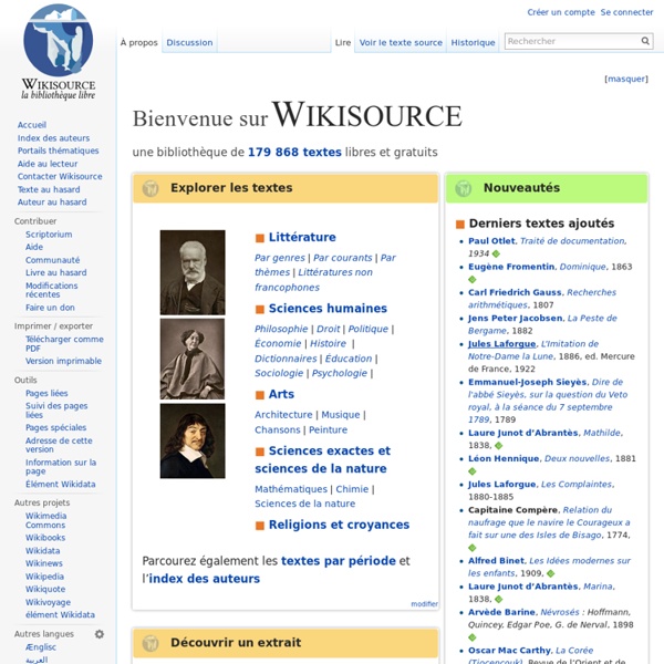 Wikisource- La bibliothèque libre. 150 000 textes!