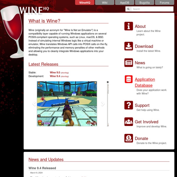 WineHQ - Exécuter des applications Windows sous Linux, BSD, Solaris et macOS