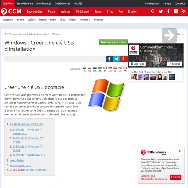 Windows : Créer une clé USB d'installation