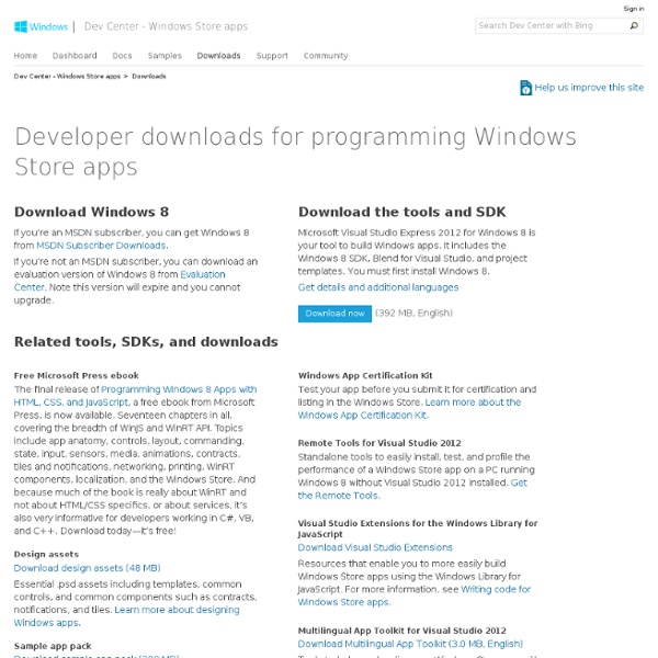 Windows Metro Style Apps Developer Downloads