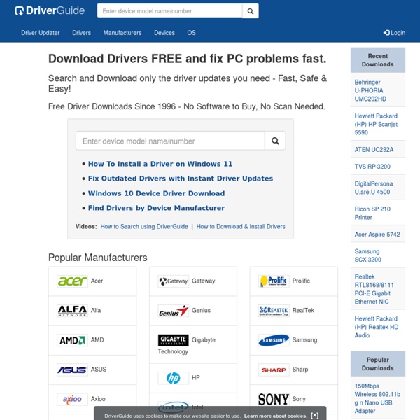 DriverGuide - XP Drivers, Windows 7 Drivers, Printer Drivers, Audio Drivers, CDROM Drivers, Network Drivers, USB Drivers, Device Drivers, Driver Downl
