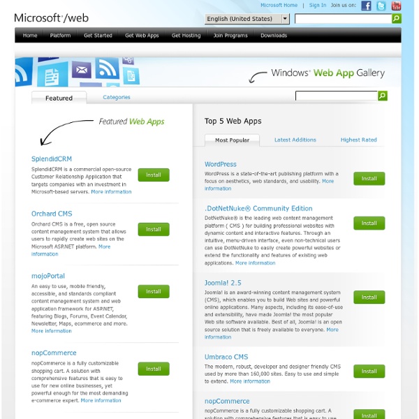 Windows Web App Gallery - Featured Apps