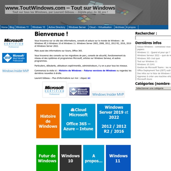 Bienvenue ! - www.ToutWindows.com – Tout sur Windows et la photo