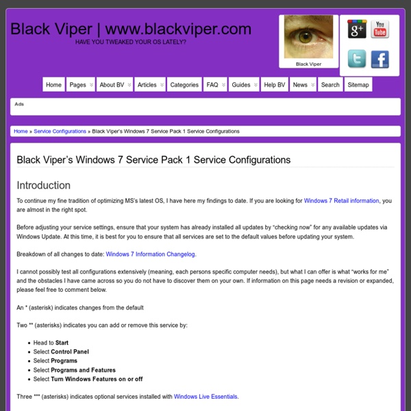 » Black Viper’s Windows 7 Service Pack 1 Service Configurations