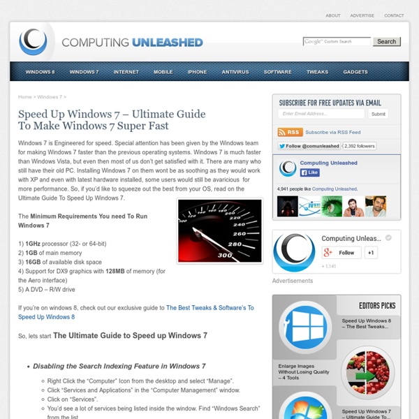 Speed Up Windows 7 - Ultimate Guide To Make Windows 7 Blazing Fast!!!