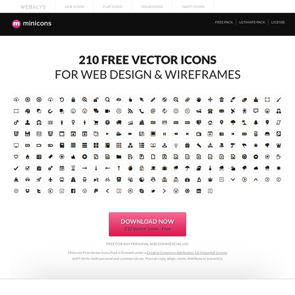 Free 210 Vector Icons for Web Design and Wireframing - Creative Commons License - Minicons