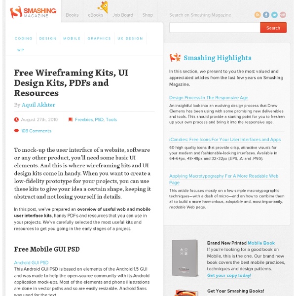Free Wireframing Kits, UI Design Kits, PDFs and Resources