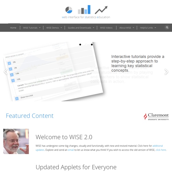 Welcome to WISE (Web Interface for Statistics Education)
