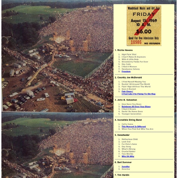 Woodstock 1969 Lineup and Songlist