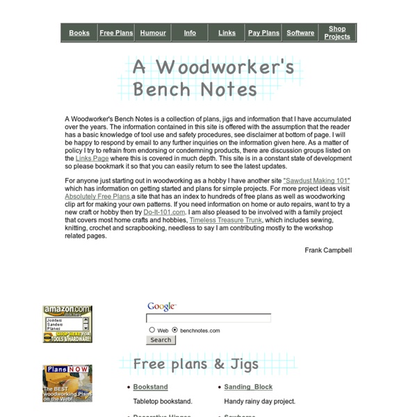 A Woodworker's Bench Notes, your source for plans, jigs and information