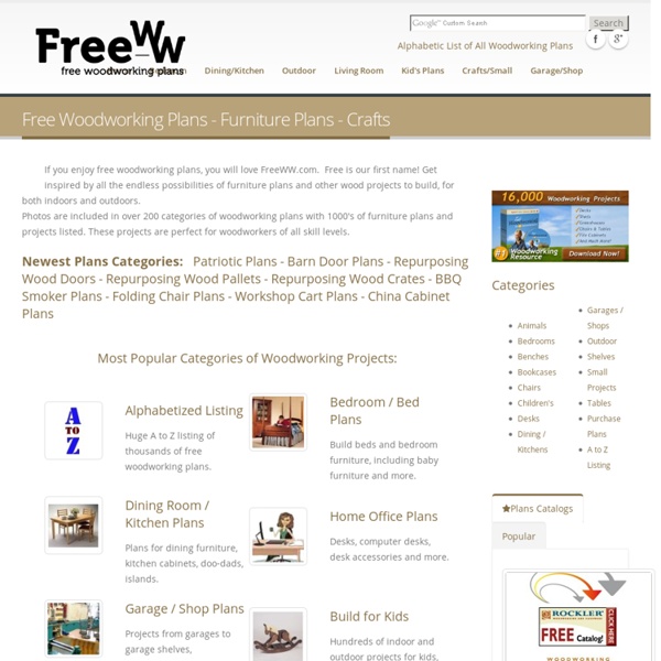 Free Woodworking Plans, Furniture Plans - Over 200 Categories