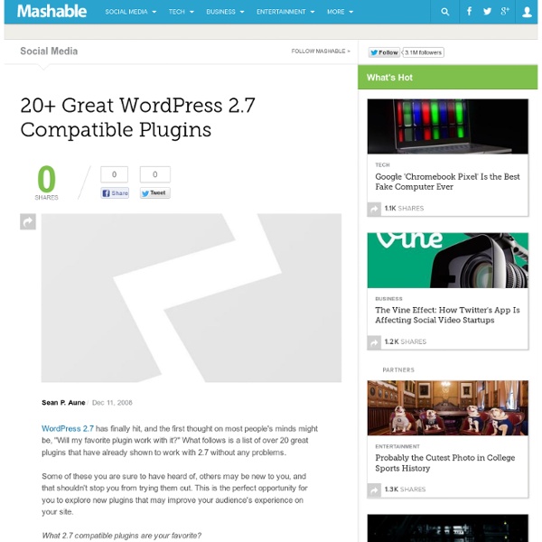 20+ Great WordPress 2.7 Compatible Plugins