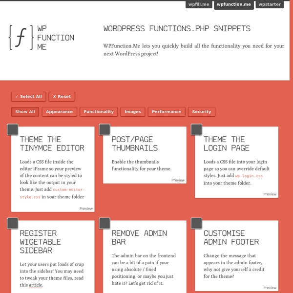 WordPress functions.php Snippets