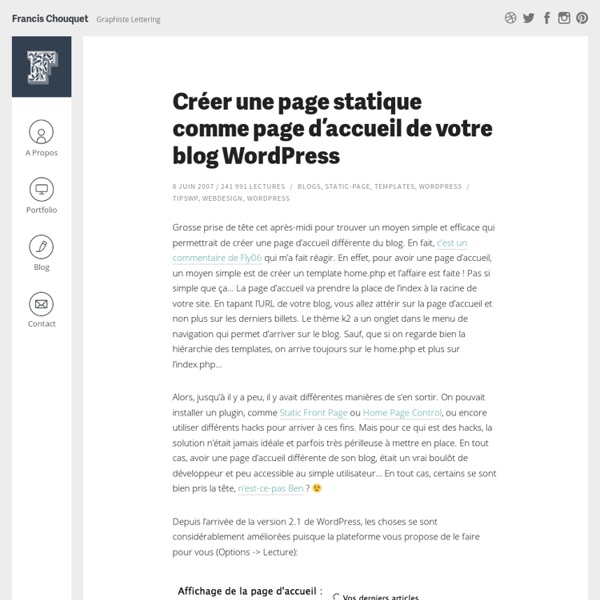 Créer une page statique comme page d’accueil de votre blog Wordpress