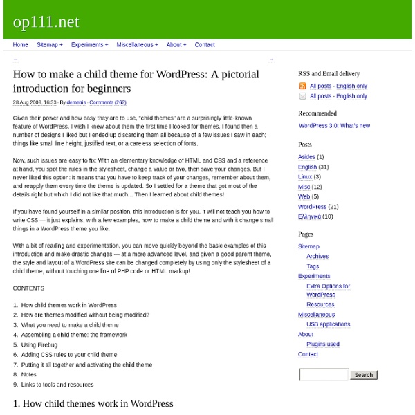 How to make a child theme for WordPress: A pictorial introductio