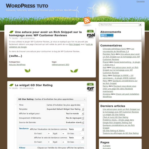 WordPress tuto : tout sur WordPress et plein de thèmes traduits en français