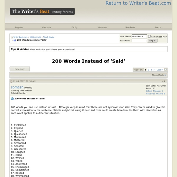 200 Words Instead of 'Said' - WritersBeat.com