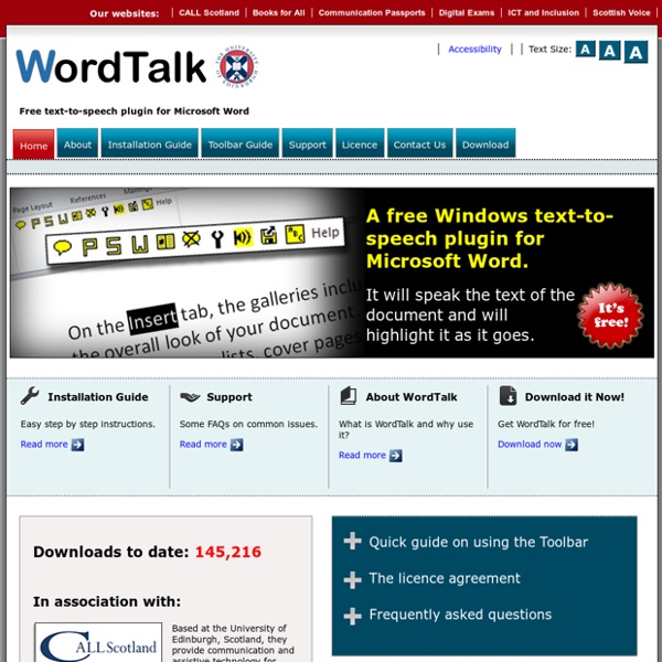 WordTalk - A free text-to-speech plugin for Microsoft Word