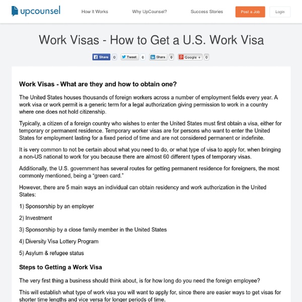 Work Visas - Types of Work Visas and How to Obtain One