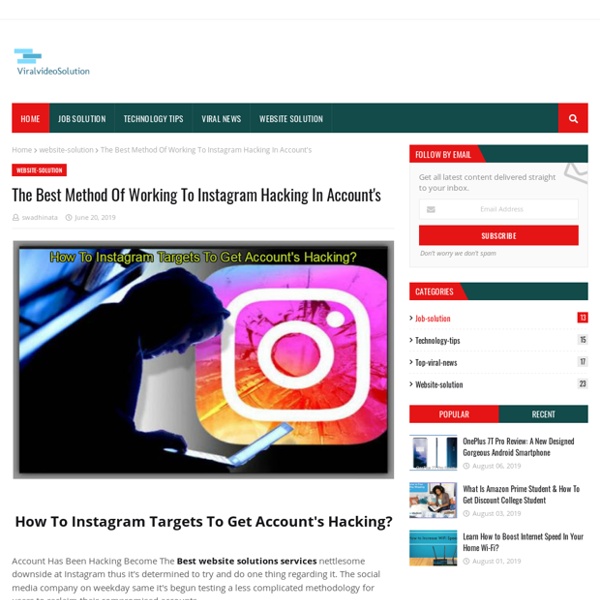 The Best Method Of Working To Instagram Hacking In Account's