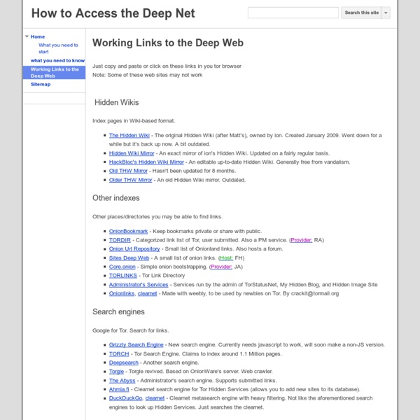 Working Links To The Deep Web