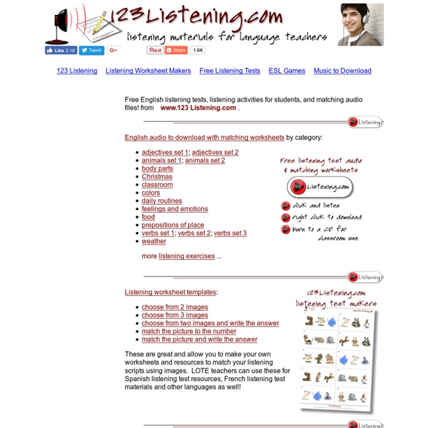 English listening exercises and printable listening worksheets for free, ESL listening activities for kids
