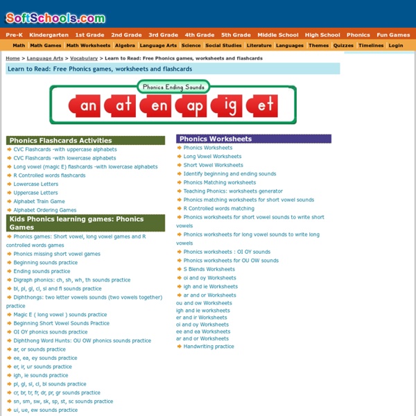 Learn to Read: Free Phonics worksheets, Phonics Games, Phonics Activities and Phonics Flashcards