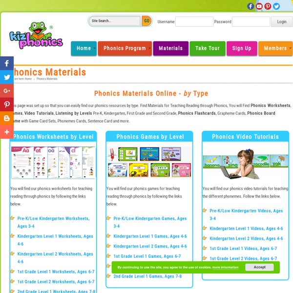 Materials for Teaching Reading through Phonics, Worksheets, Games, Videos, Listening, Flaschards