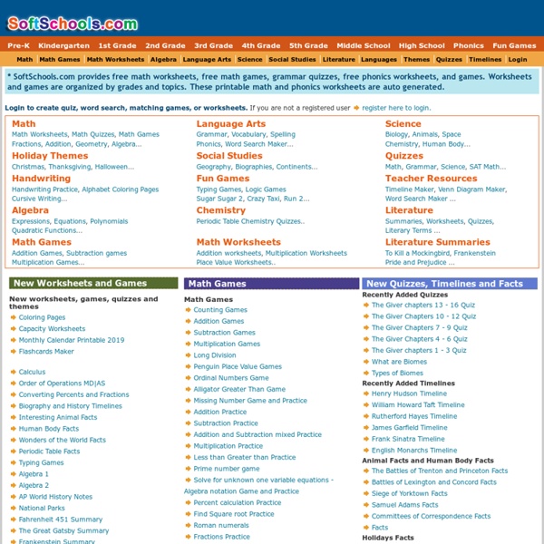 Free Math worksheets, Free phonics worksheets, Math Games and Online activities and Quizzes