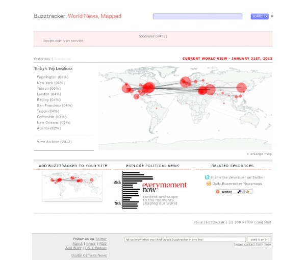 World News Mapped by Buzztracker - 2011-07-23