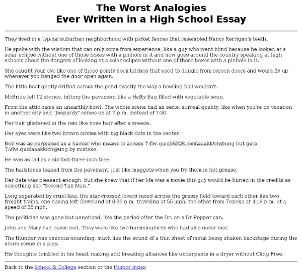 The Worst Analogies Ever Written in a High School Essay