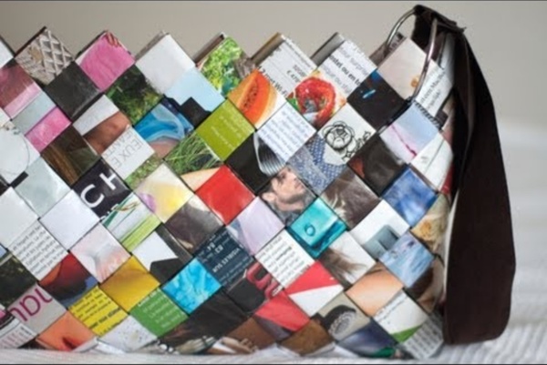 DIY Woven Paper Bag - Sac en Magazine