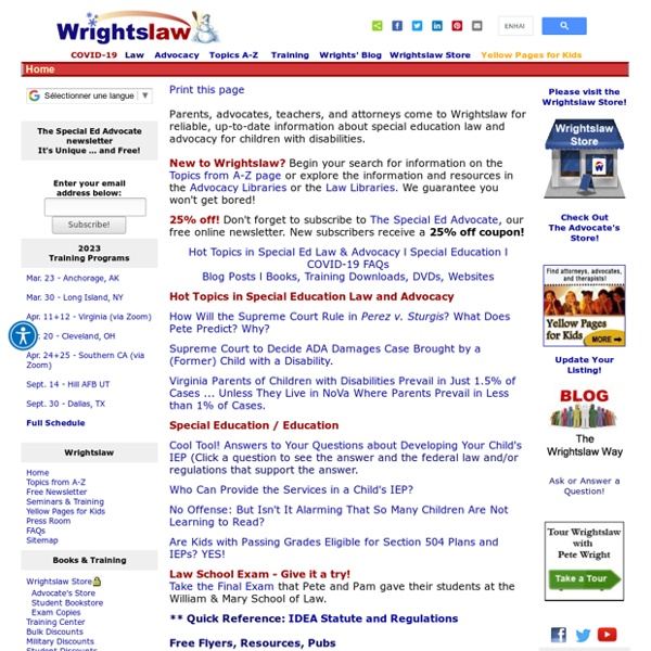 Wrightslaw Special Education Law and Advocacy