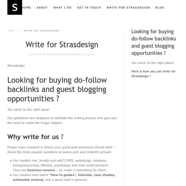 Write for Strasdesign - Strasdesign