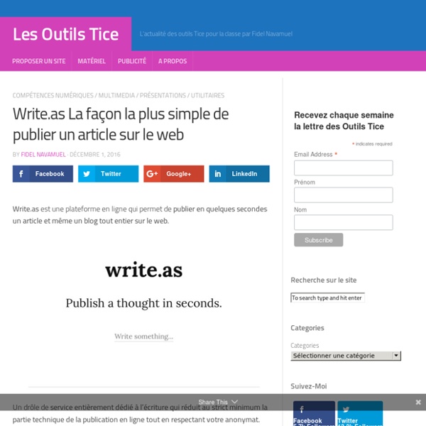 Write.as La façon la plus simple de publier un article sur le web – Les Outils Tice