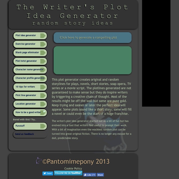 Writers Plot Idea Generator - create a random story line