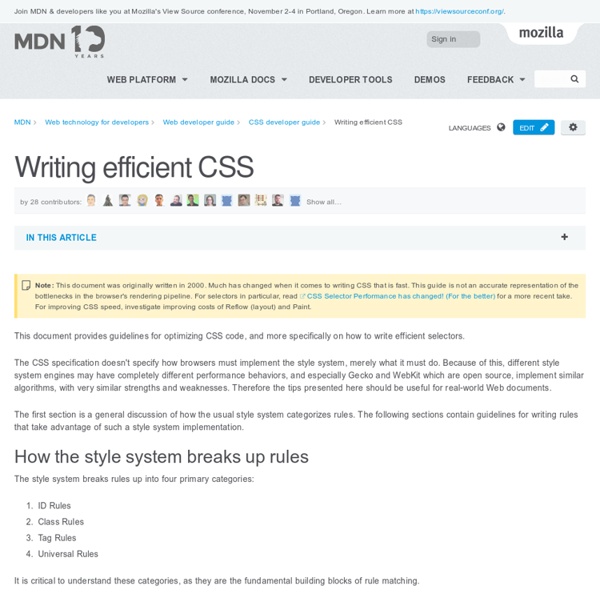 Writing efficient CSS - Web developer guide