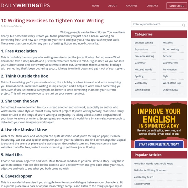 10 Writing Exercises to Tighten Your Writing