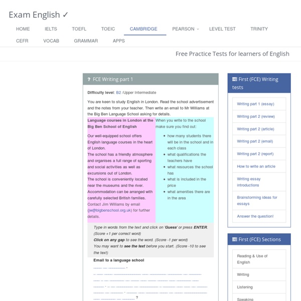 FCE Writing Practice test - task 1 - an email asking for more information