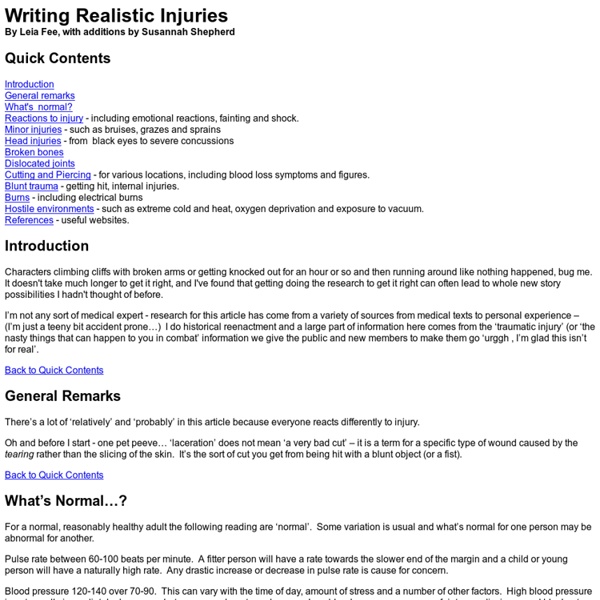 Writing Realistic Injuries