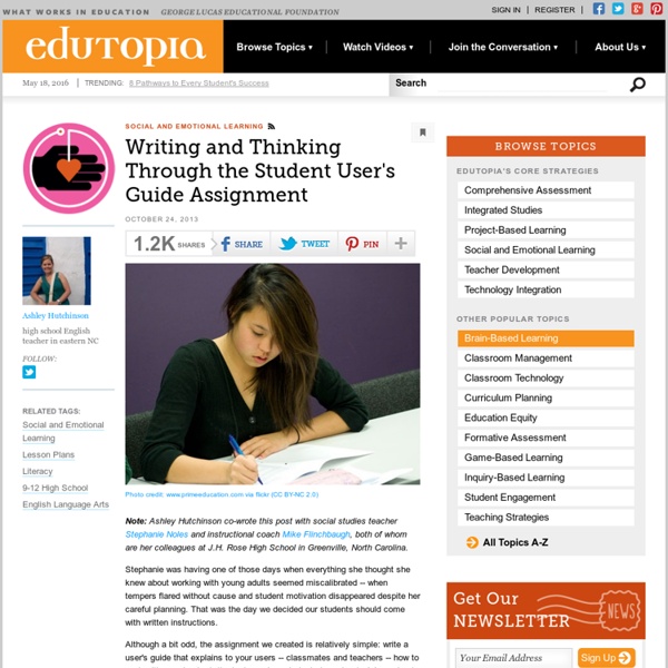 Writing and Thinking Through the Student User's Guide Assignment
