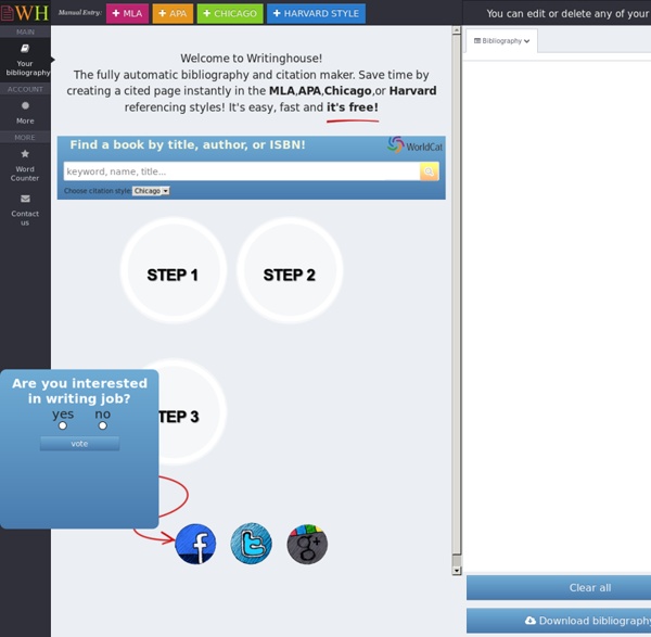 Writinghouse.org: Free Citation Generator