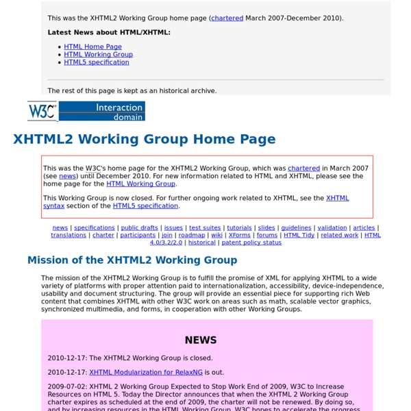 C XHTML2 Working Group Home Page