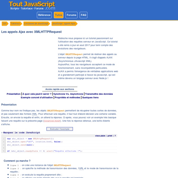 Tout JavaScript.com [Tutoriaux javascript et PHP] - Scripts, Tutoriaux, Forums pour webmasters et développeurs