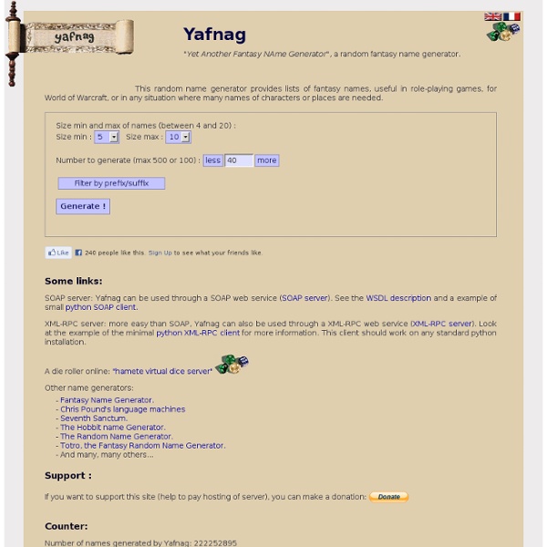 Yafnag - Fantasy Name Generator